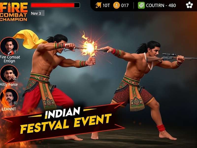 Fire Combat Champion gameplay screenshot showing intense combat action